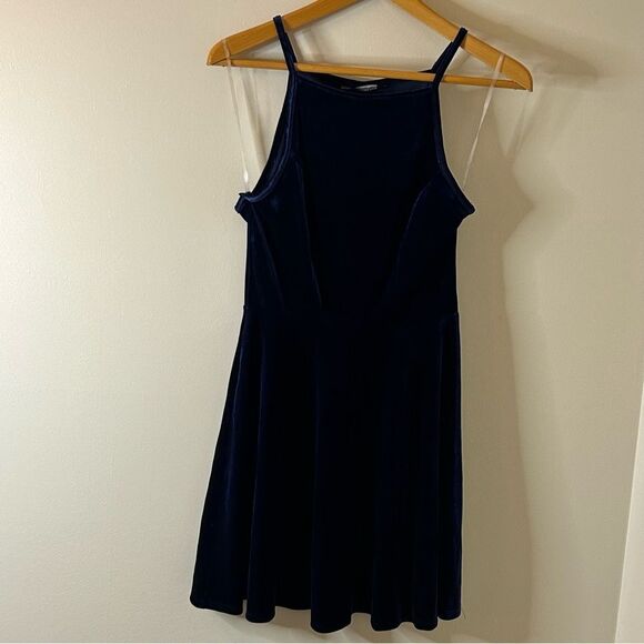 Speechless Navy Blue Faux Velvet Spaghetti Strap Dress Women's M New NWT - Picture 8 of 10